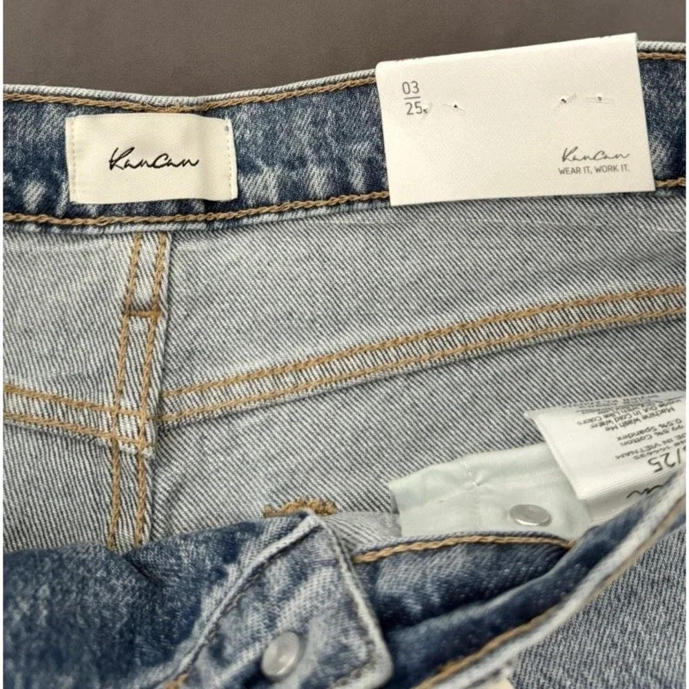 KanCan Jeans Womens 3/25 Light Wash Crossover Wide Leg Distressed High Rise NEW! - Picture 4 of 14